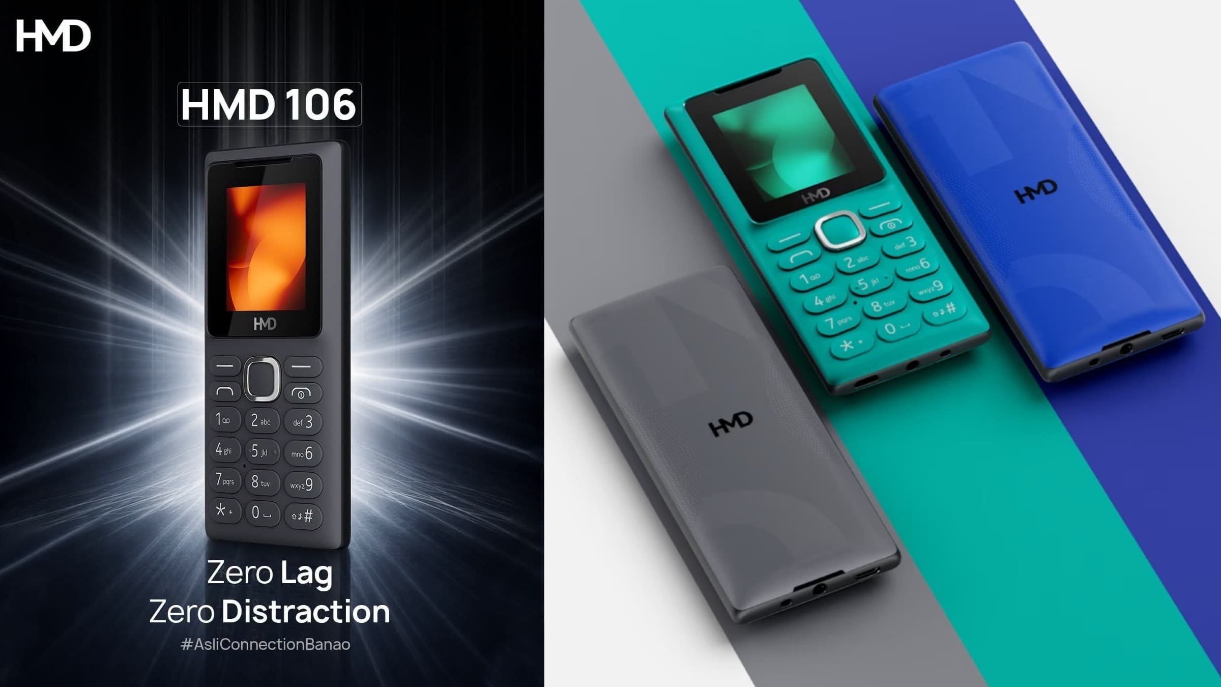 معرفی گوشی ساده HMD 106 2G با باتری ۱۰۰۰ میلی‌آمپرساعتی